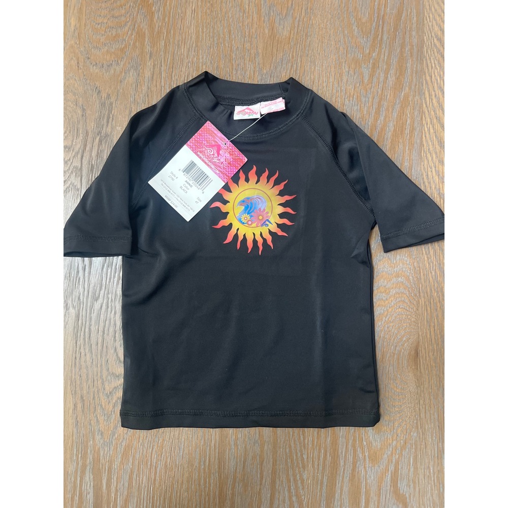 Kanu Surf Annie Rash Guard Black Sun Graphic  4T